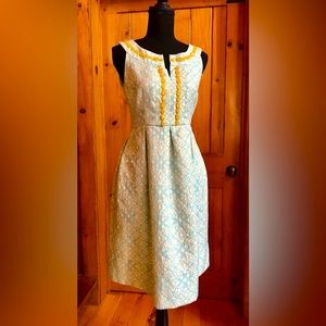 Maggy London Beaded Floral Jacquard Fit and Flare Dress with Pockets !